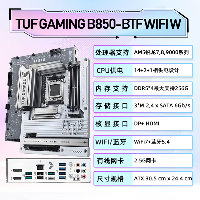 华硕 TUF GAMING B850-BTF WIFI W 背插 图 2