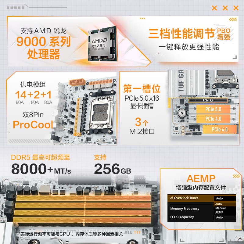 华硕 TUF GAMING B850M-PLUS WIFI7 W重炮手 白色版 图 4