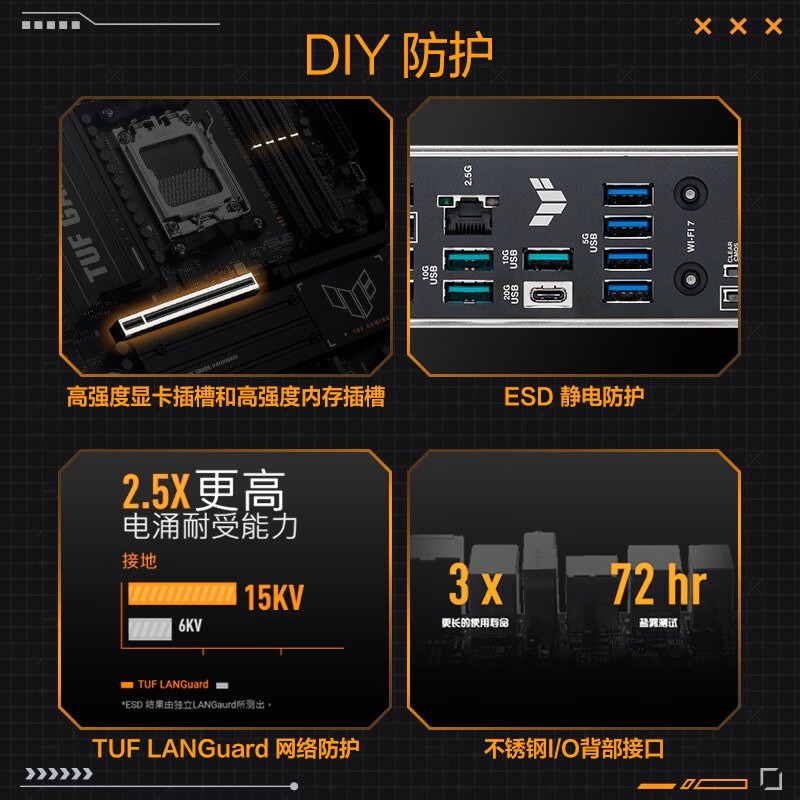 华硕 TUF GAMING B850M-PLUS WIFI7 重炮手 图 8