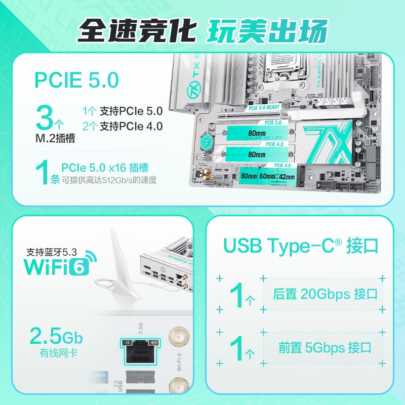 华硕 TX GAMING B850M WIFI W天选 图 4