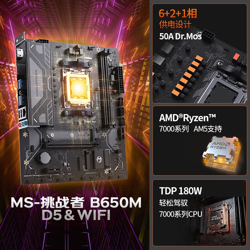 铭瑄 MS-挑战者 B650M WiFi 图 3