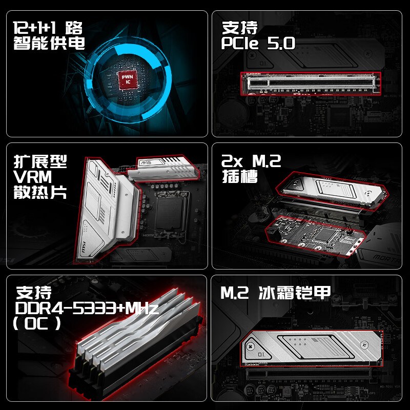 微星 MAG B760M MORTAR WIFI DDR4 迫击炮 图 4
