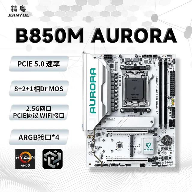 精粤 B850M AURORA DDR5 PCIE5.0 3A M AURORA