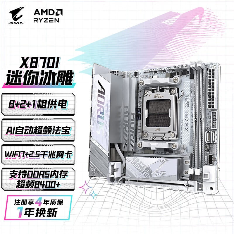 技嘉 迷你雕X870I AORUS PRO ICE WIFI7 DDR5