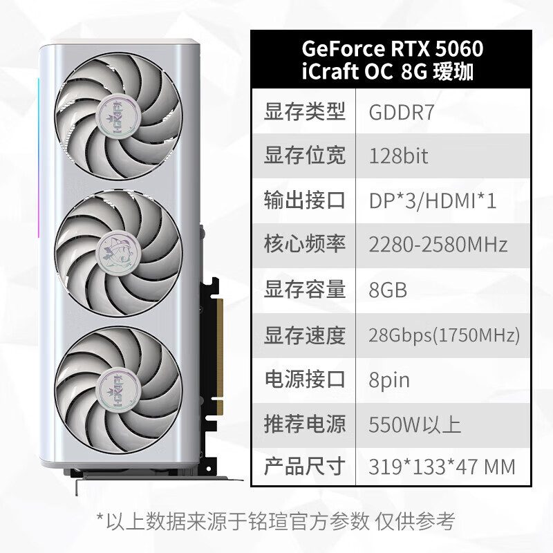 铭瑄 iCraft GeForce RTX 5060 iCraft OC8G 瑷珈 T0 图片 2