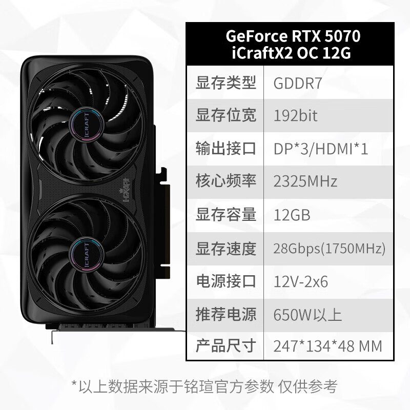 铭瑄 iCraft GeForce RTX 5070 iCraft OC12G 瑷珈X2 T0 图片 2